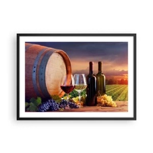 Poster în ramă neagră - Aici viața are un gust - 70x50 cm