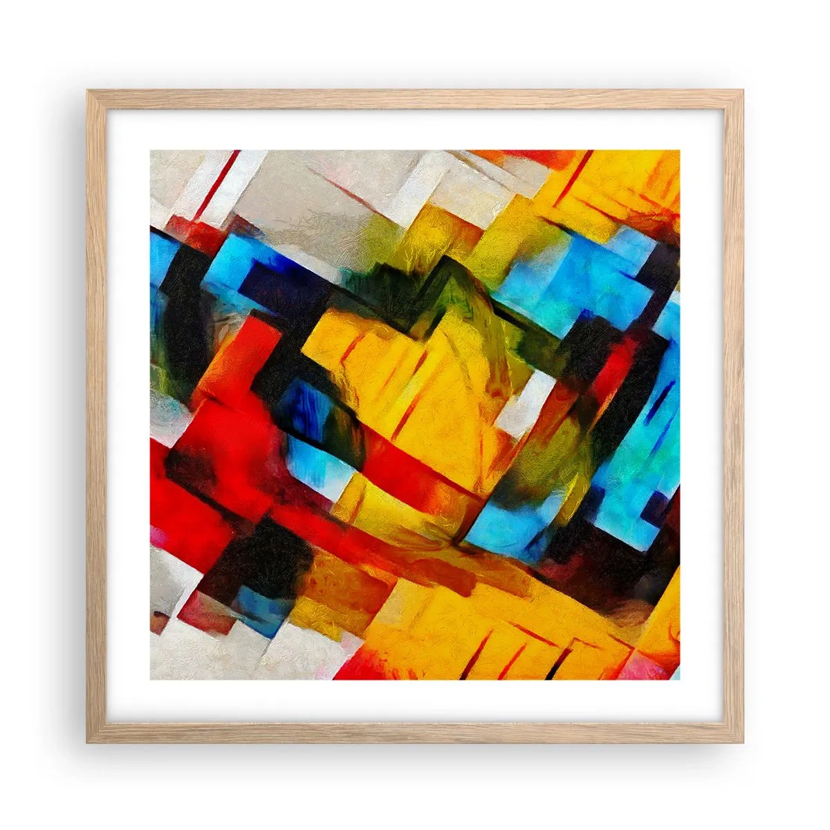 Poster în ramă de stejar deschis - Sandviș multicolor - 50x50 cm