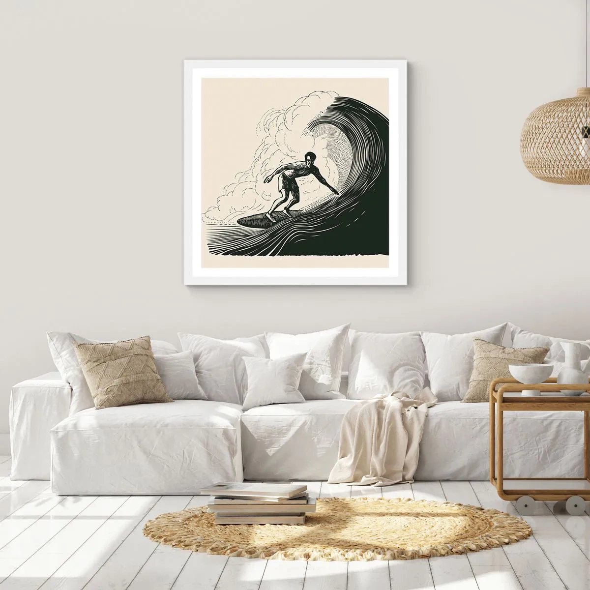 Poster în ramă albă - Regele valului - 40x40 cm
