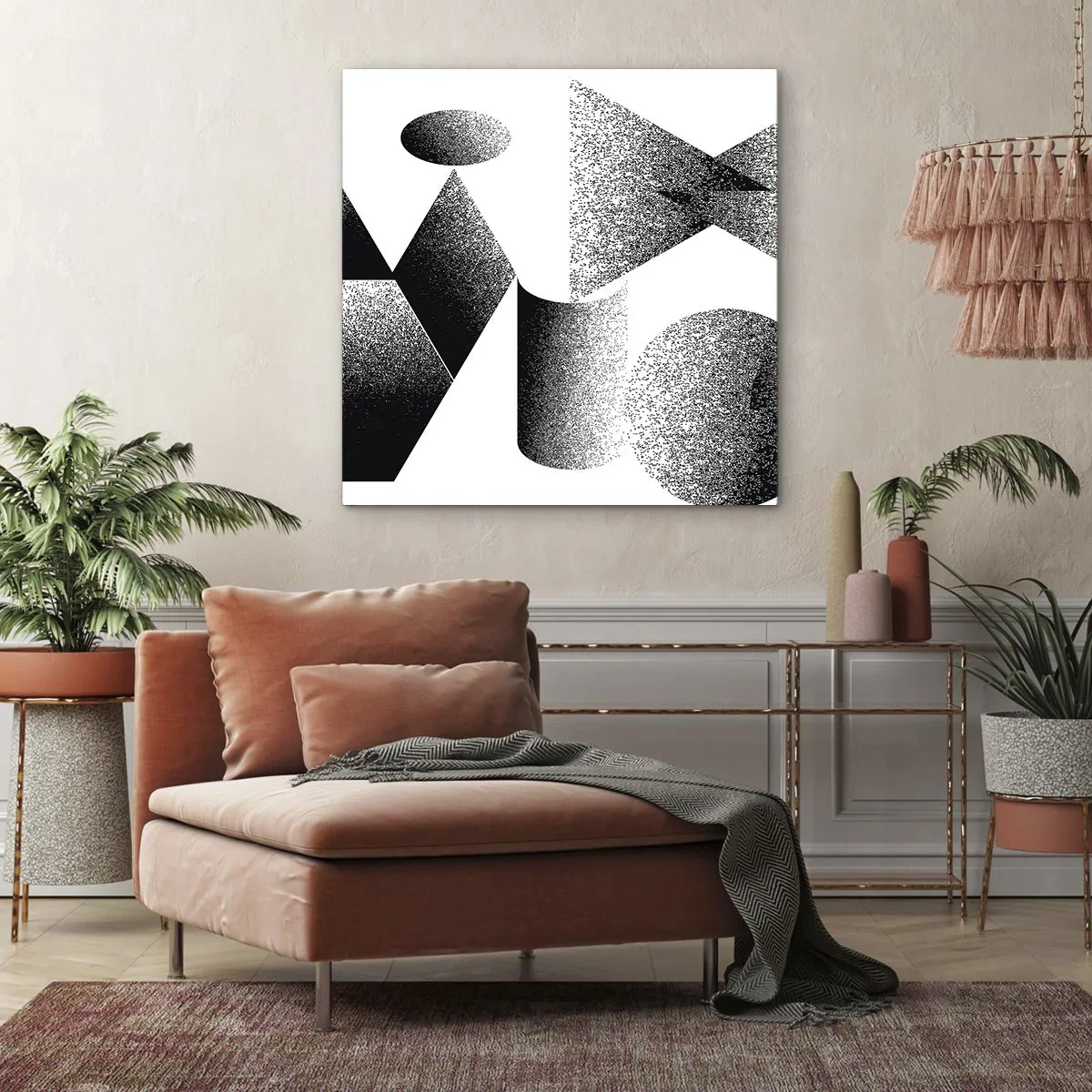 Tablou pe pânză - Unghiuri și ovale - 60x60 cm