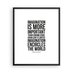 Poster în ramă neagră - Einstein despre puterea imaginației - 40x50 cm