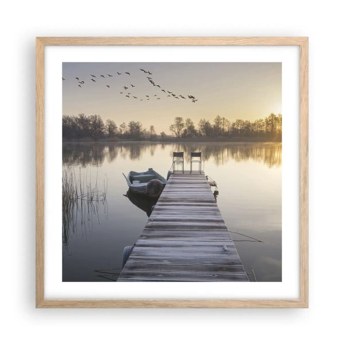 Poster în ramă de stejar deschis - O să mă întorc în curând - 50x50 cm