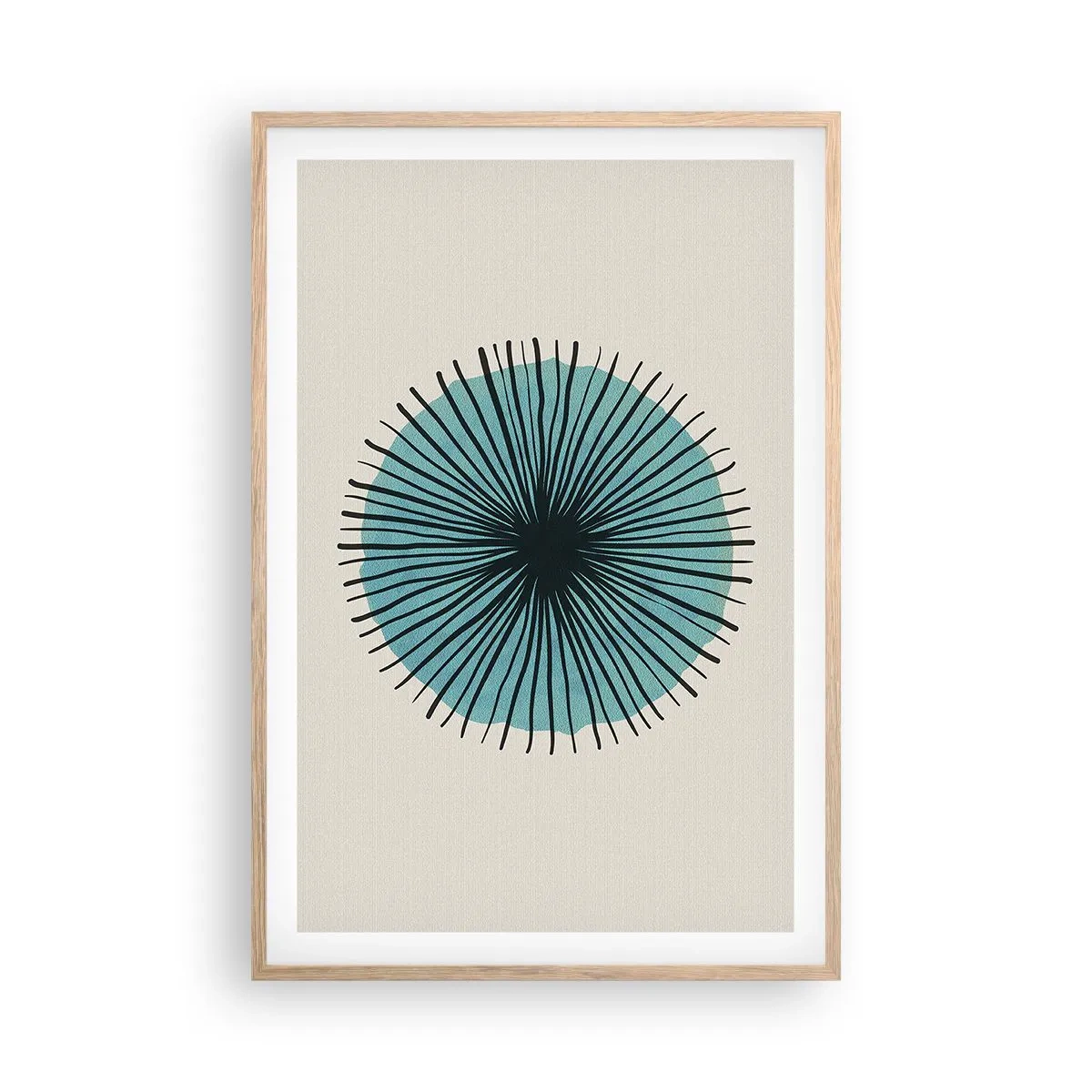 Poster în ramă de stejar deschis - Radiant pe albastru - 61x91 cm