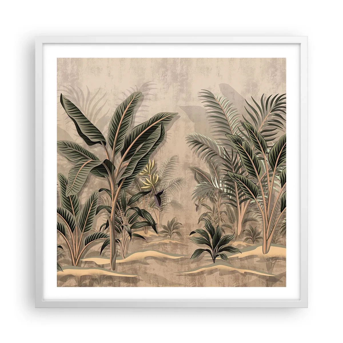 Poster în ramă albă - Gravură în stil colonial - 60x60 cm