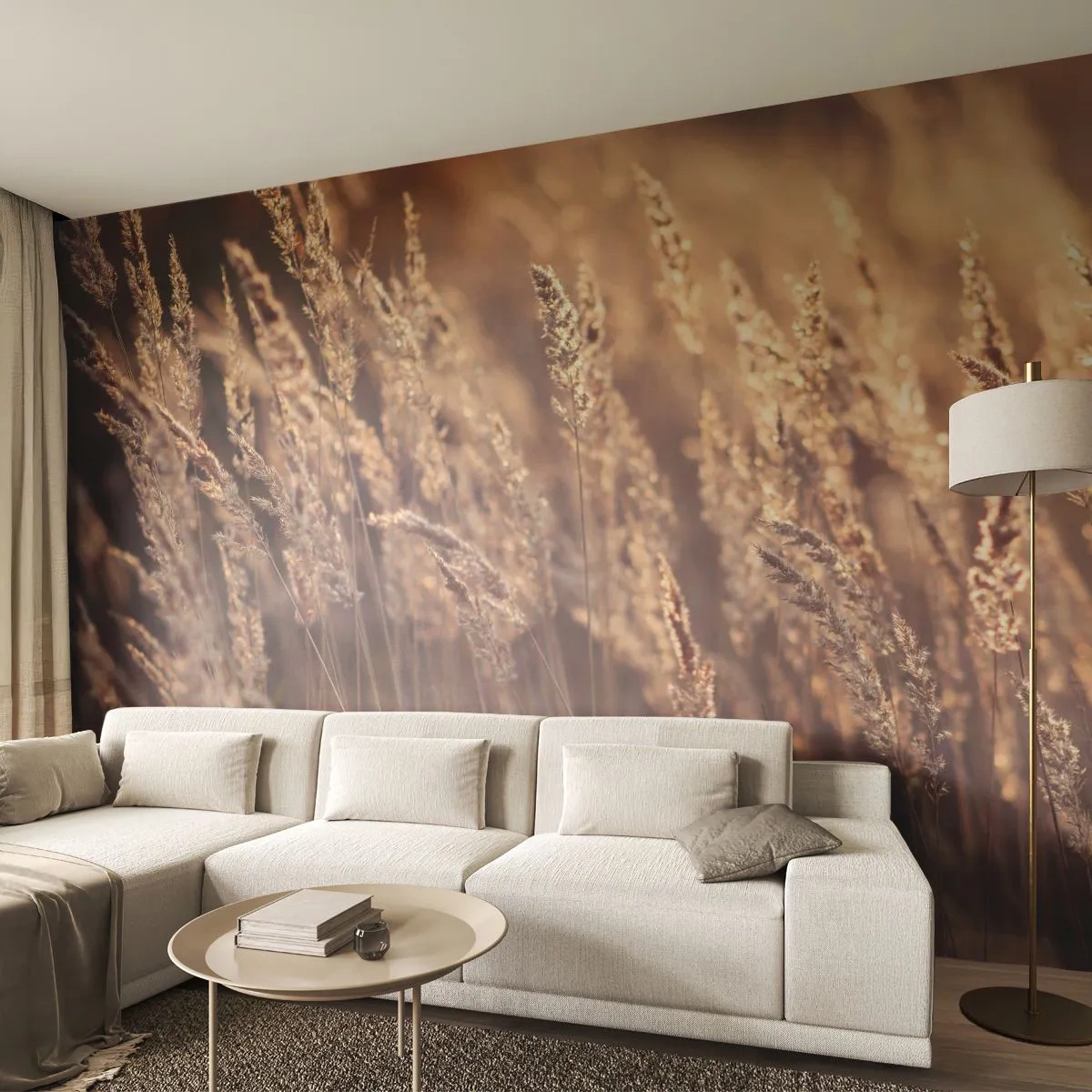 Tapet Premium Sand - Gata să întâmpine toamna - Peisaj, Urechi de cereale, luncă - 100x70 cm