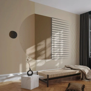 Tapet Standard Eco - Abstracție minimalistă în tonuri de bej și maro - 100x70cm - Stări diferite - Decorațiune modernă pentru perete pentru living și dormitor ARTTOR
