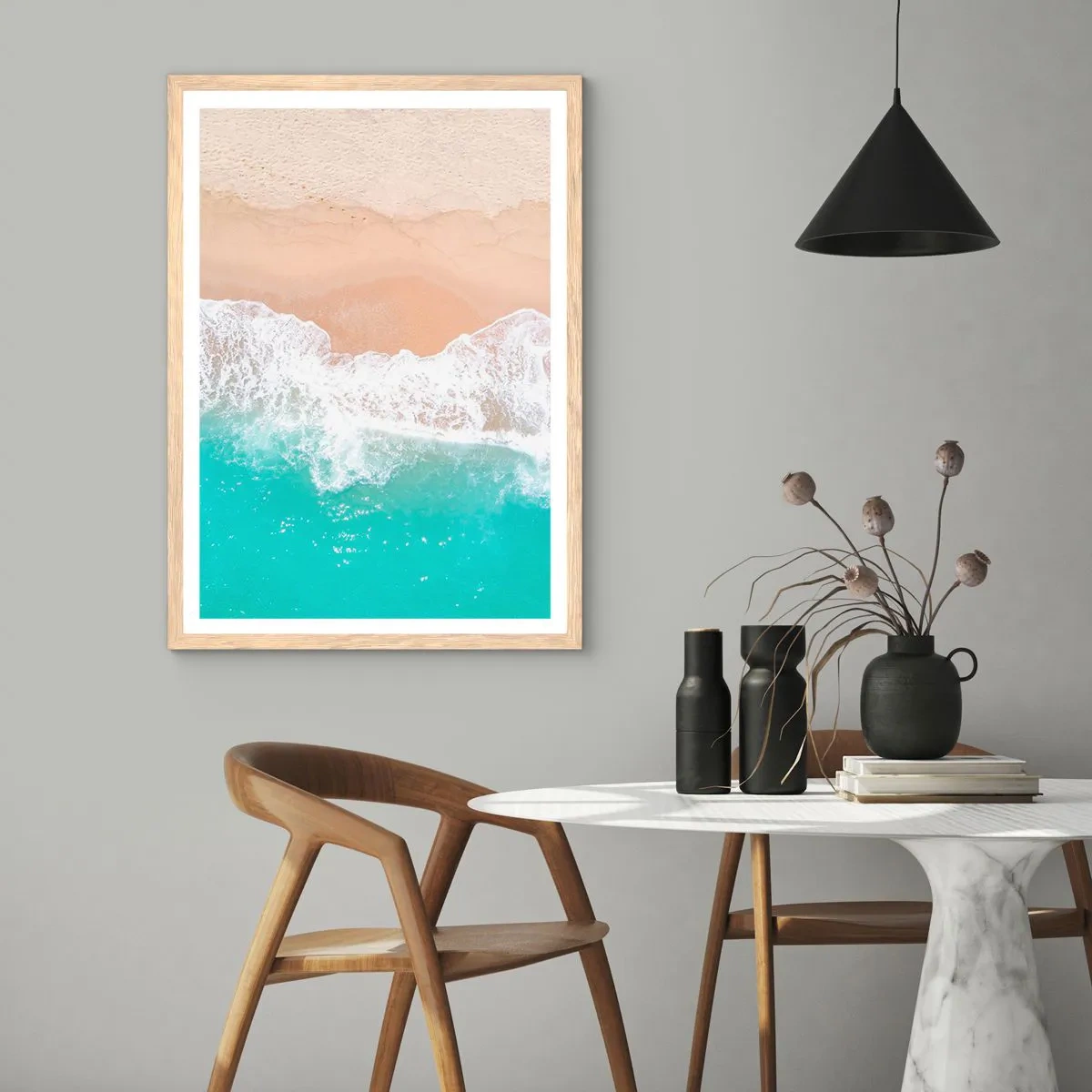 Poster în ramă de stejar deschis - Atingere mângâietoare - 70x100 cm