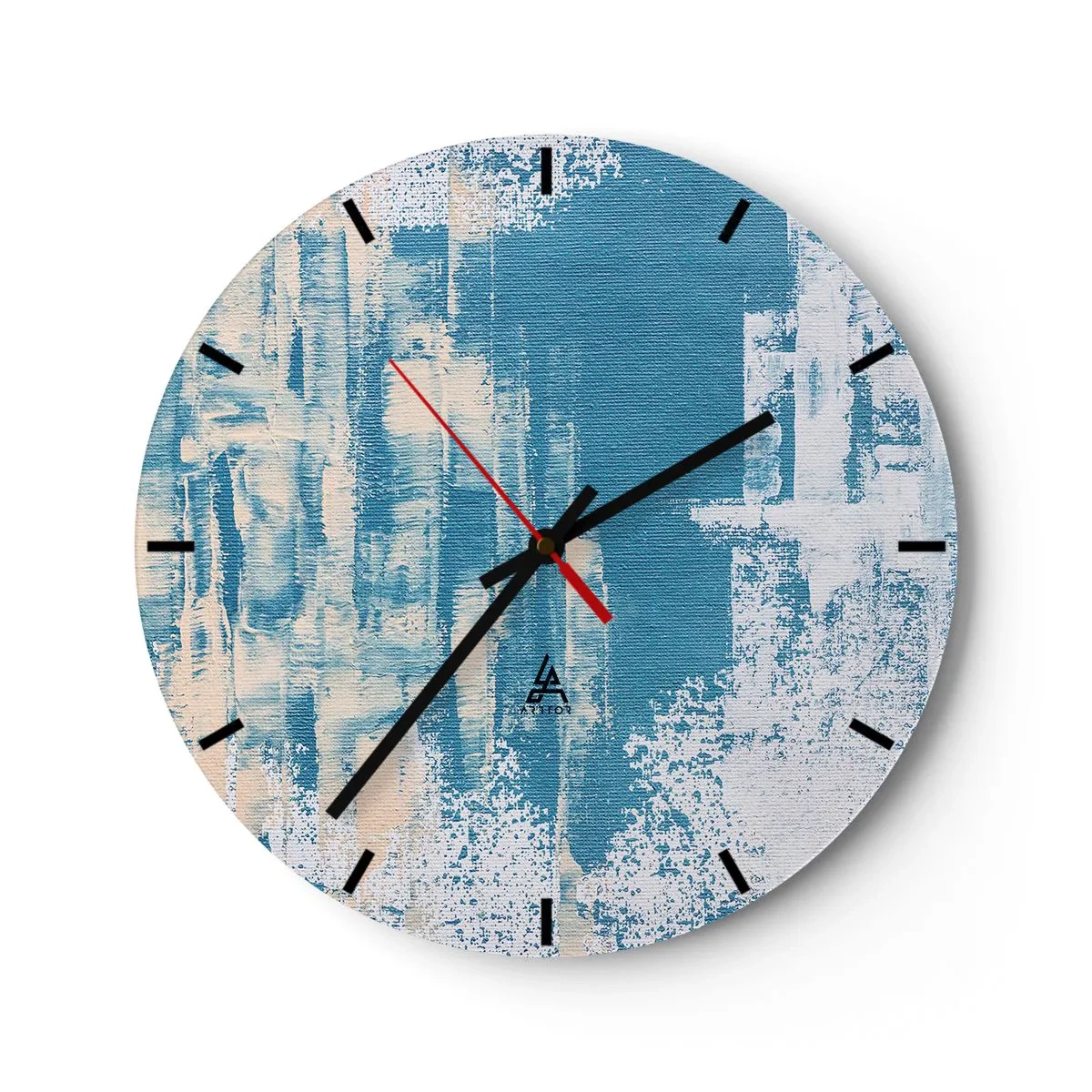 Ceas de perete - Ceas pe sticlă - O abstracție albastră care seamănă cu textura gheții - 30x30cm - Prin ţurţur de gheață - Decorațiune modernă pentru perete pentru living, bucătărie și dormitor ARTTOR