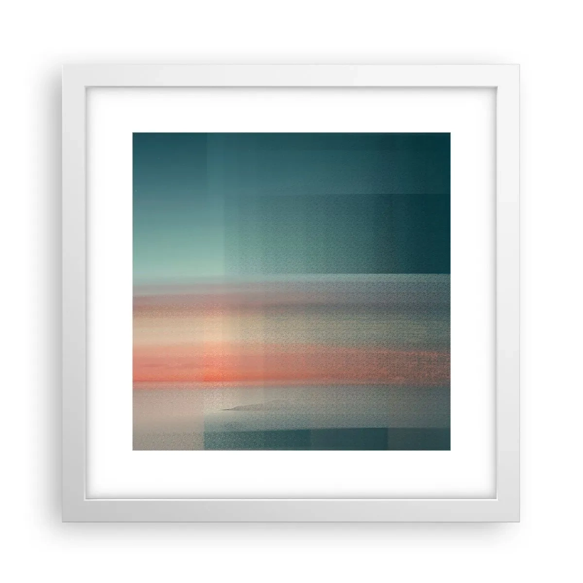 Poster în ramă albă - Abstracție: unde de lumină - 30x30 cm