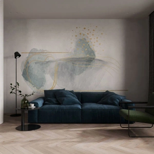 Tapet Premium Canvas - Despre relația dintre gri și auriu - Abstracția, Bucată, Forme interesante - 250x175 cm