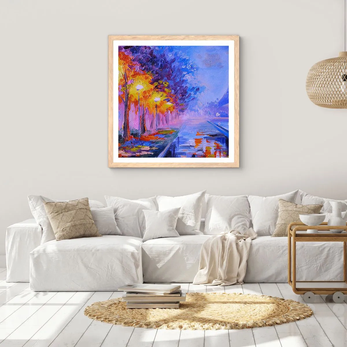 Poster în ramă de stejar deschis - O plimbare de vis - 40x40 cm