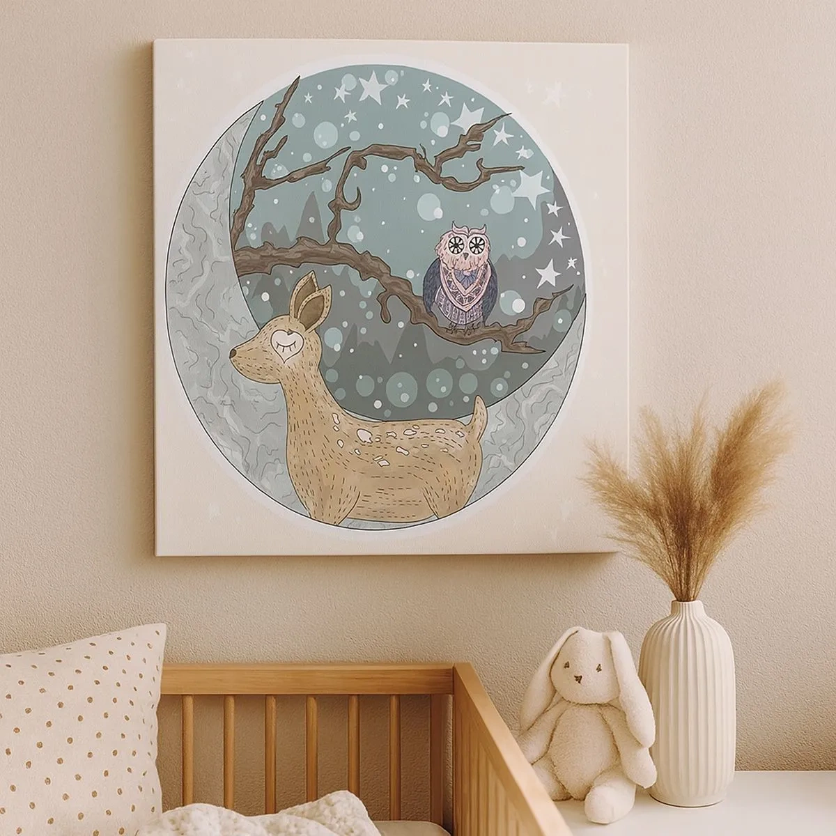 Tablou pe pânză - O noapte în pădure de poveste - 30x30 cm