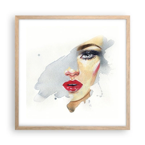 Poster în ramă de stejar deschis - Reflecție într-o picătură de apă - 50x50 cm