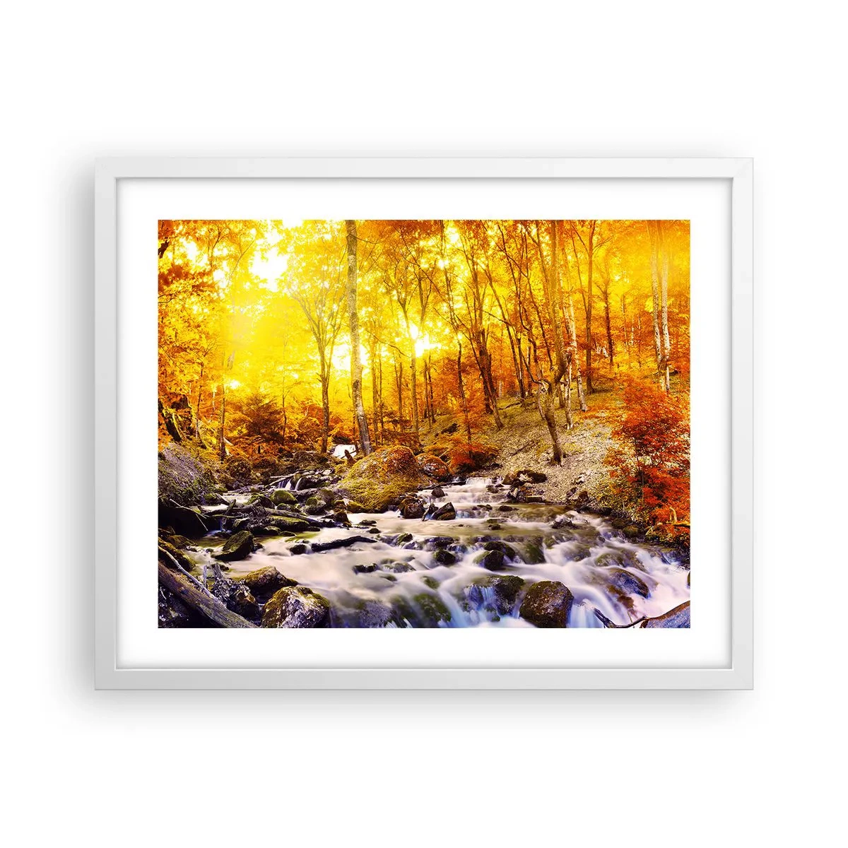 Poster în ramă albă - Pietre montate în aur și platină - 50x40 cm