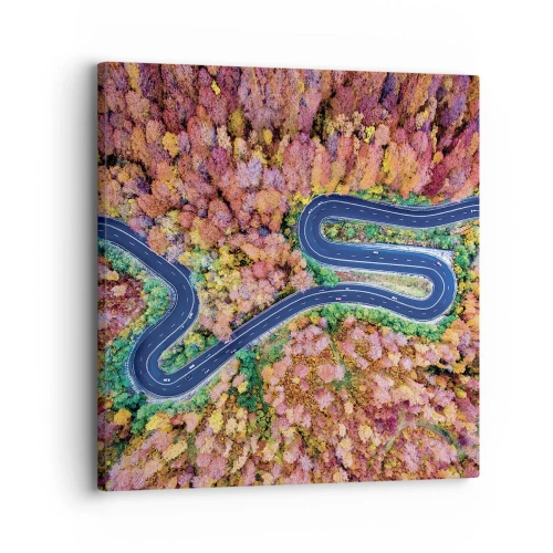 Tablou pe pânză - Un drum șerpuit prin pădure - 30x30 cm