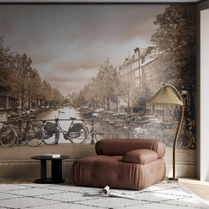 Tapet Autoadeziv Deluxe Sticker - Atmosfera olandeză - Oraș, Amsterdam, Bicicleta - 350x256 cm