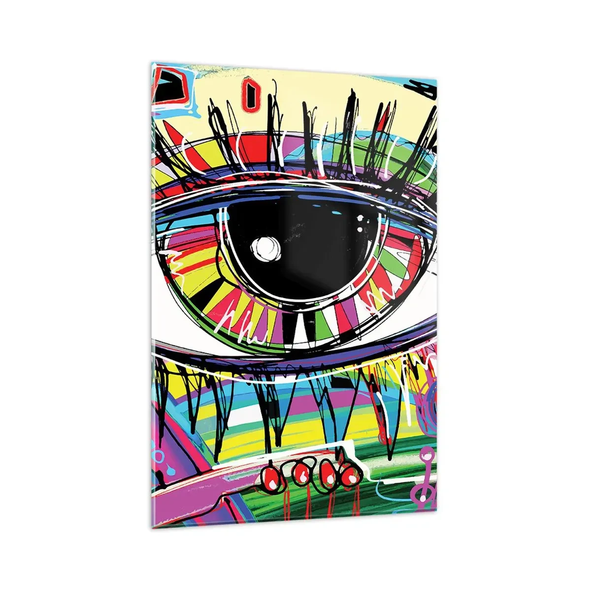 Tablou pe sticlă - Un ochi colorat - un suflet colorat - 80x120 cm