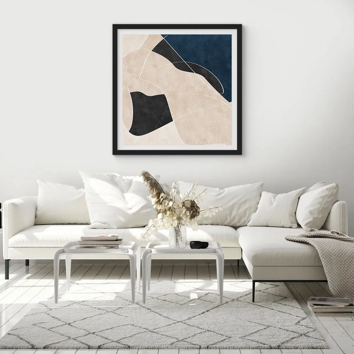 Poster în ramă neagră - Compoziție abstractă - contrast de culori - 50x50 cm