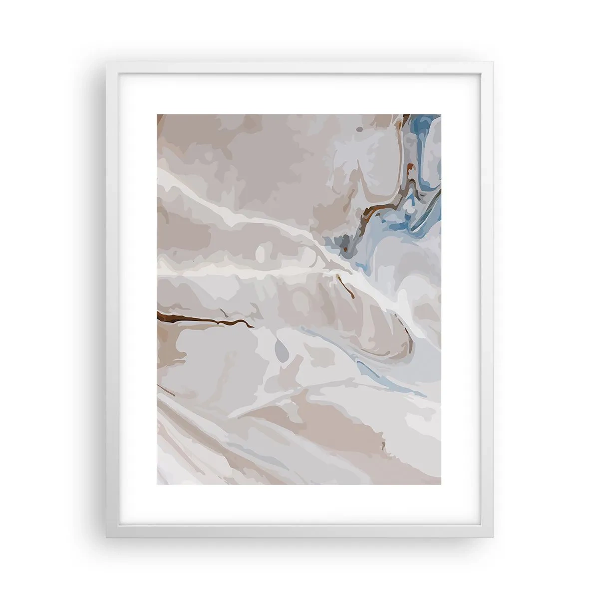 Poster în ramă albă - Meandre albastre sub alb - 40x50 cm