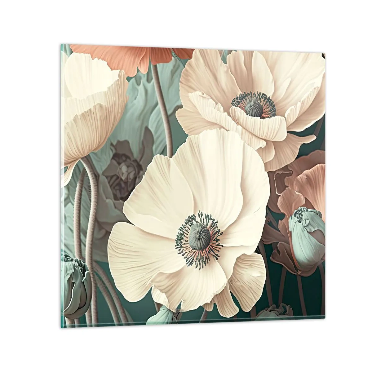 Tablou pe sticlă - Șoapta macilor - 40x40 cm