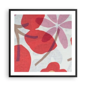 Poster în ramă neagră - Aranjament floral în roz - 60x60 cm