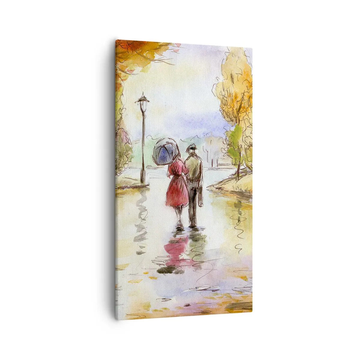 Tablou pe pânză - Toamnă romantică în parc - 55x100 cm