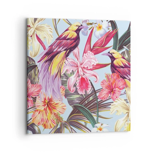 Tablou pe pânză - Petale și pene - 70x70 cm