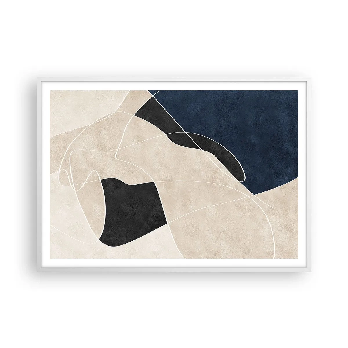 Poster în ramă albă - Compoziție abstractă - contrast de culori - 100x70 cm