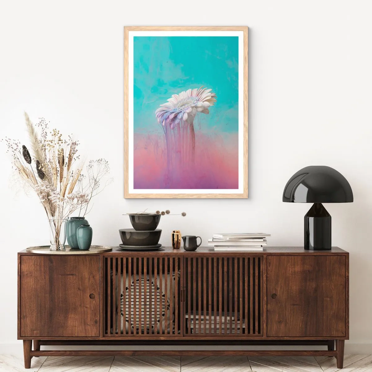 Poster în ramă de stejar deschis - Viața de după flori - 61x91 cm