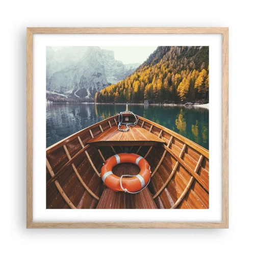 Poster în ramă de stejar deschis - Excursie pe munte - 50x50 cm