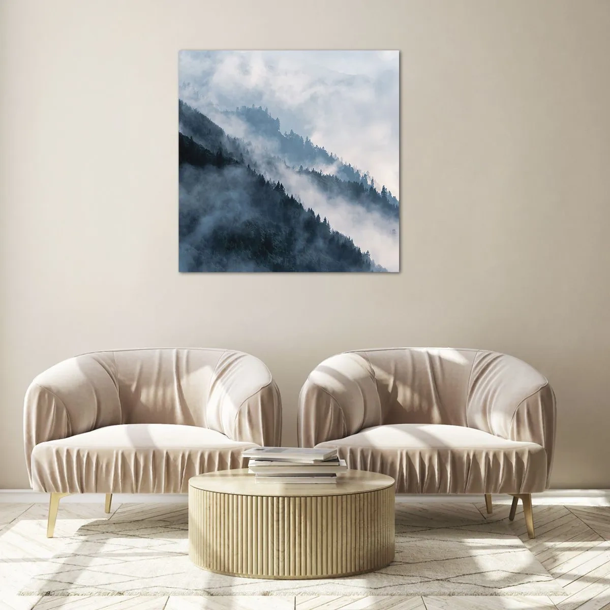 Tablou pe sticlă - Misticul munților - 70x70 cm