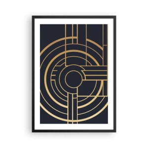 Poster în ramă neagră - Model geometric Art Deco cu elemente aurii pe un fundal închis - 50x70cm - Întoarcerea lucrurilor - Decorațiune modernă pentru perete pentru living și dormitor ARTTOR