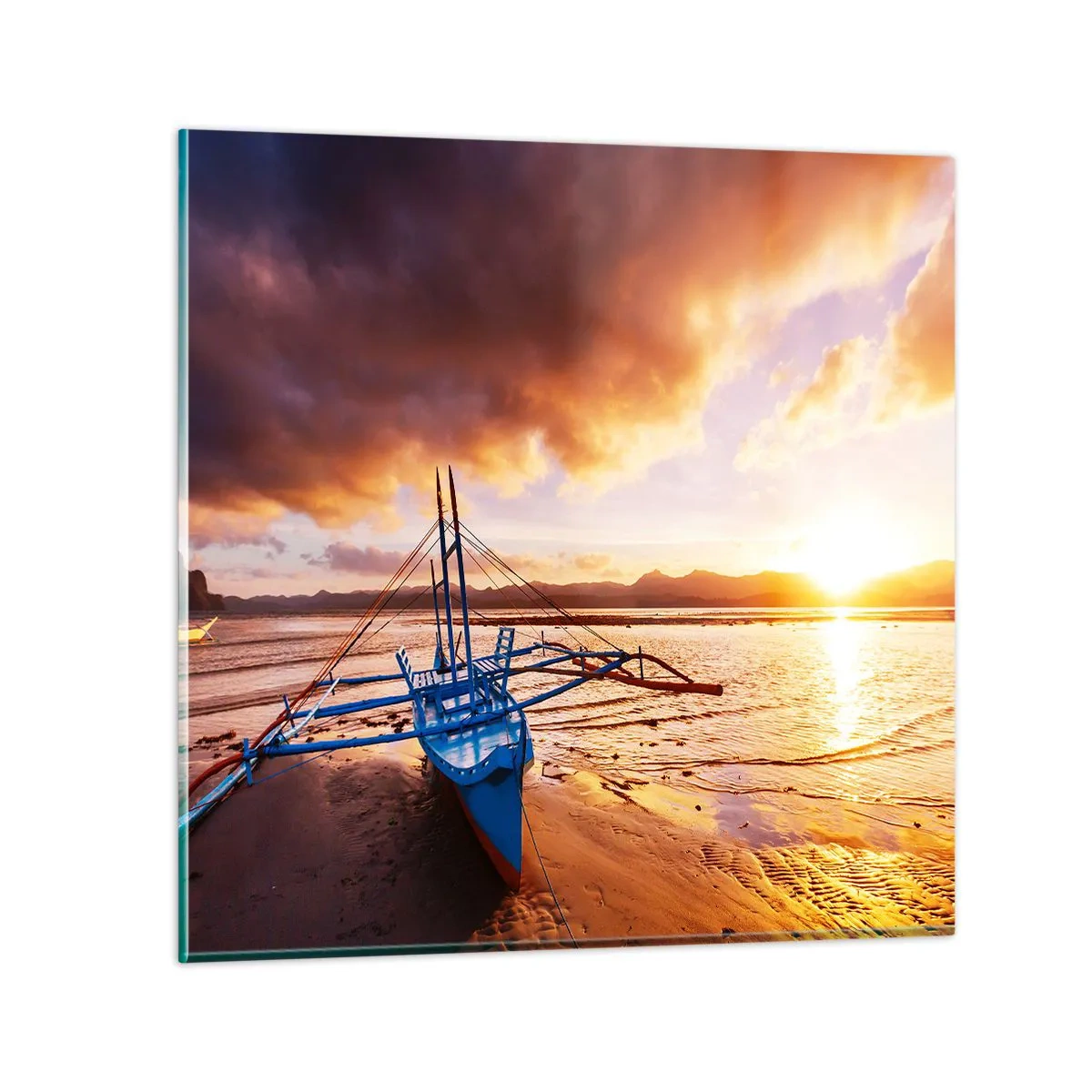 Tablou pe sticlă - După o zi lungă, întindeți-vă pe nisip - 70x70 cm