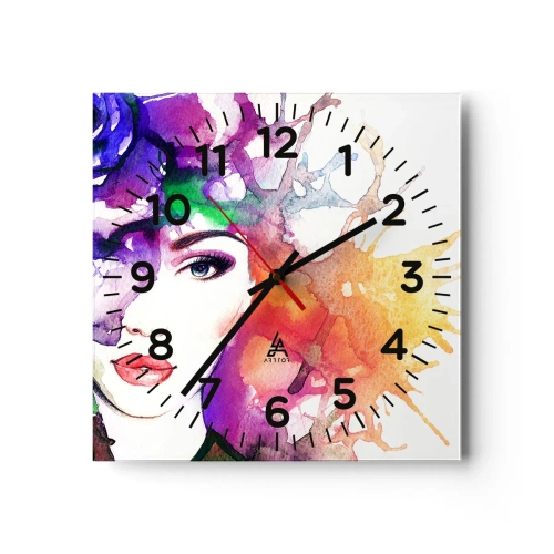 Ceas de perete - Ceas pe sticlă - Cu capul în nori - 30x30 cm