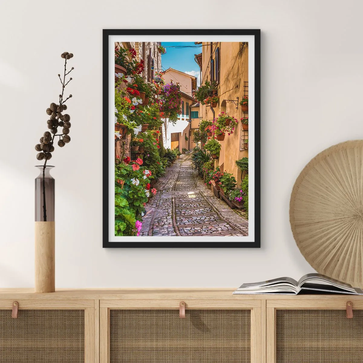 Poster în ramă neagră - Străduță italiană - 40x50 cm