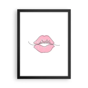 Poster în ramă neagră - Vrei un sărut? - 30x40 cm