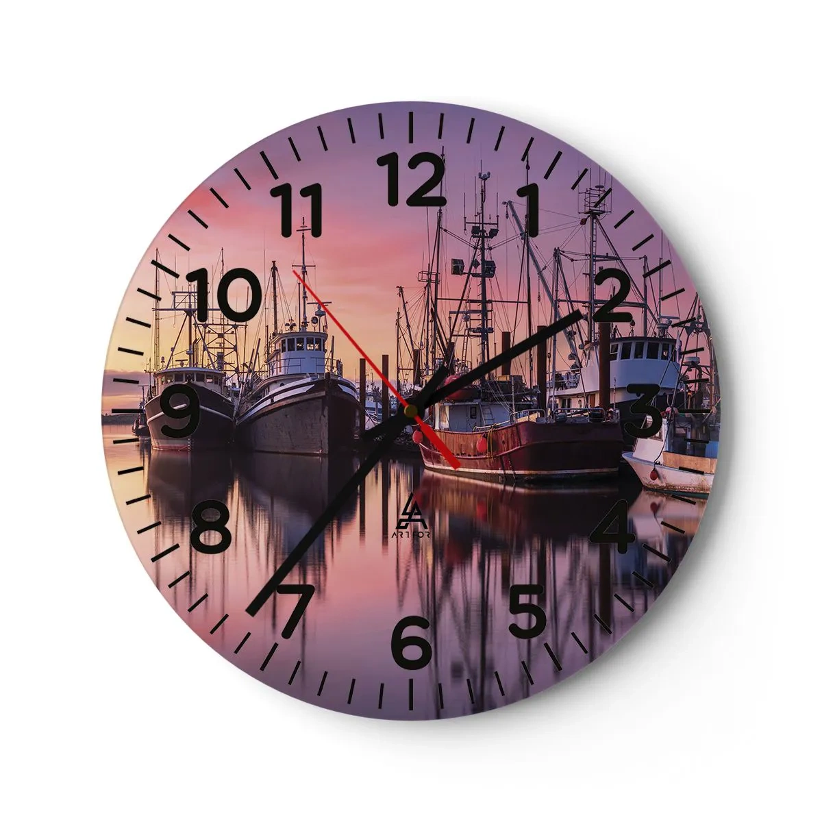 Ceas de perete - Ceas pe sticlă - Înainte de o zi plină - 30x30 cm