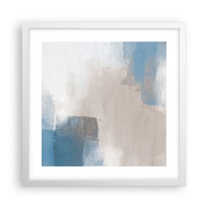 Poster în ramă albă - Abstracție roz în spatele unui voal de albastru - 40x40 cm