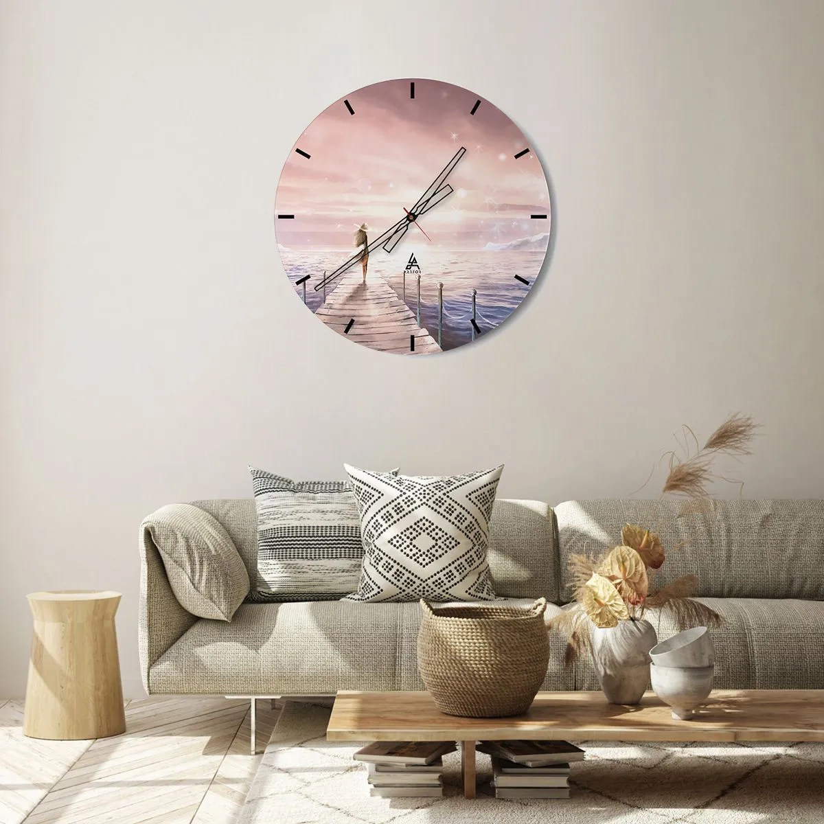 Ceas de perete - Ceas pe sticlă - În lumina unui vis - 40x40 cm