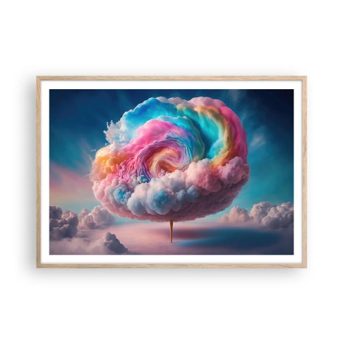 Poster în ramă de stejar deschis - Visul unui parc de distracții - 100x70 cm