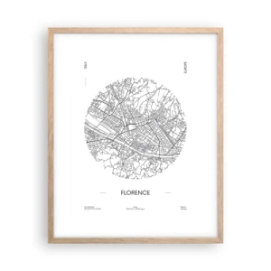 Poster în ramă de stejar deschis - Anatomia Florenței - 40x50 cm
