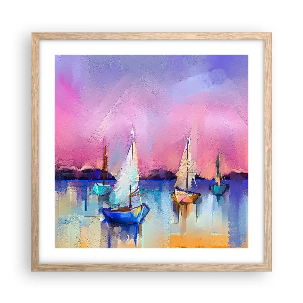 Poster în ramă de stejar deschis - Direcția: ape largi - 50x50 cm