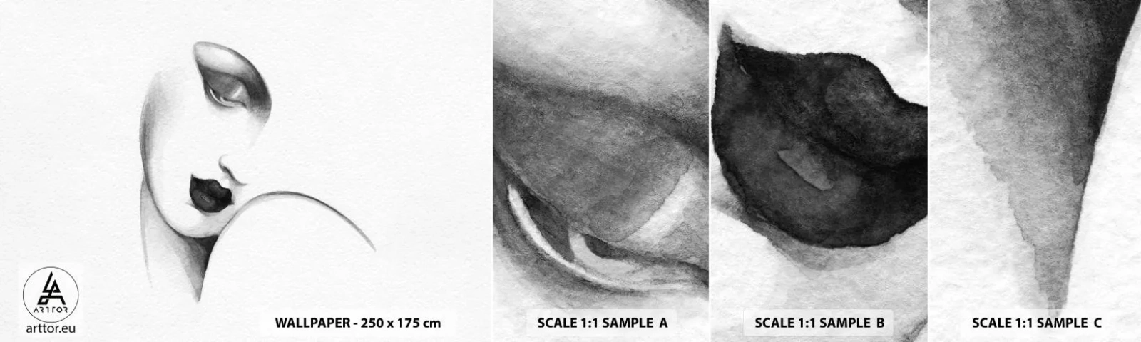 Mostră tapet autocolant Deluxe Sticker - În stilul Lempickei - Portretul unei femei, Chipul de femeie, Bucată - 100x30 cm