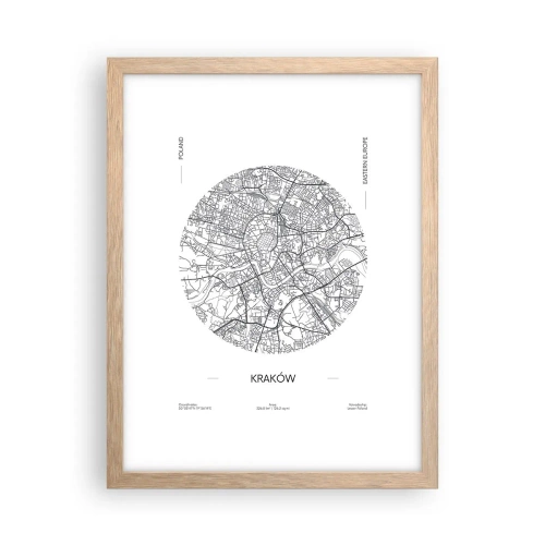 Poster în ramă de stejar deschis - Anatomia Cracoviei - 30x40 cm