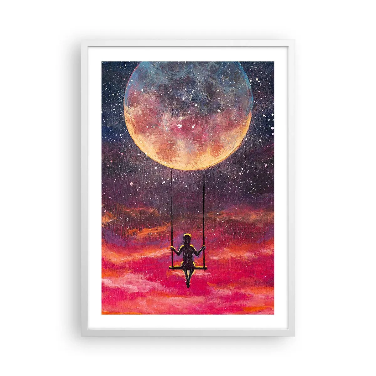 Poster în ramă albă - Cu capul în nori - 50x70 cm