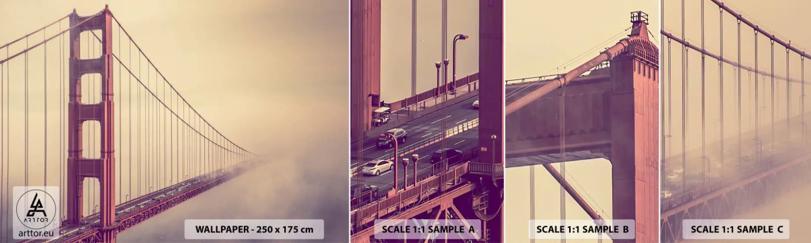 Mostră de Tapet Standard Eco - Între cer și pământ - Peisaj, Arhitectură, San Francisco - 100x30 cm