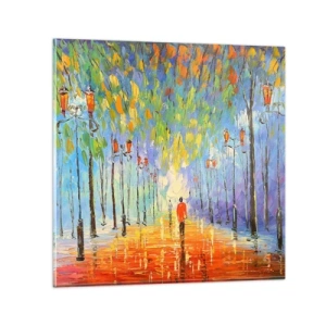 Tablou pe sticlă - Cântecul de noapte al ploii - 70x70 cm