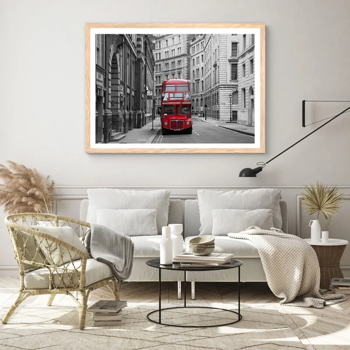 Poster în ramă de stejar deschis - Viața de zi cu zi nu trebuie să fie gri - 70x50 cm