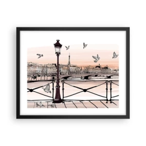 Poster în ramă neagră - Deasupra acoperișurilor Parisului - 50x40 cm