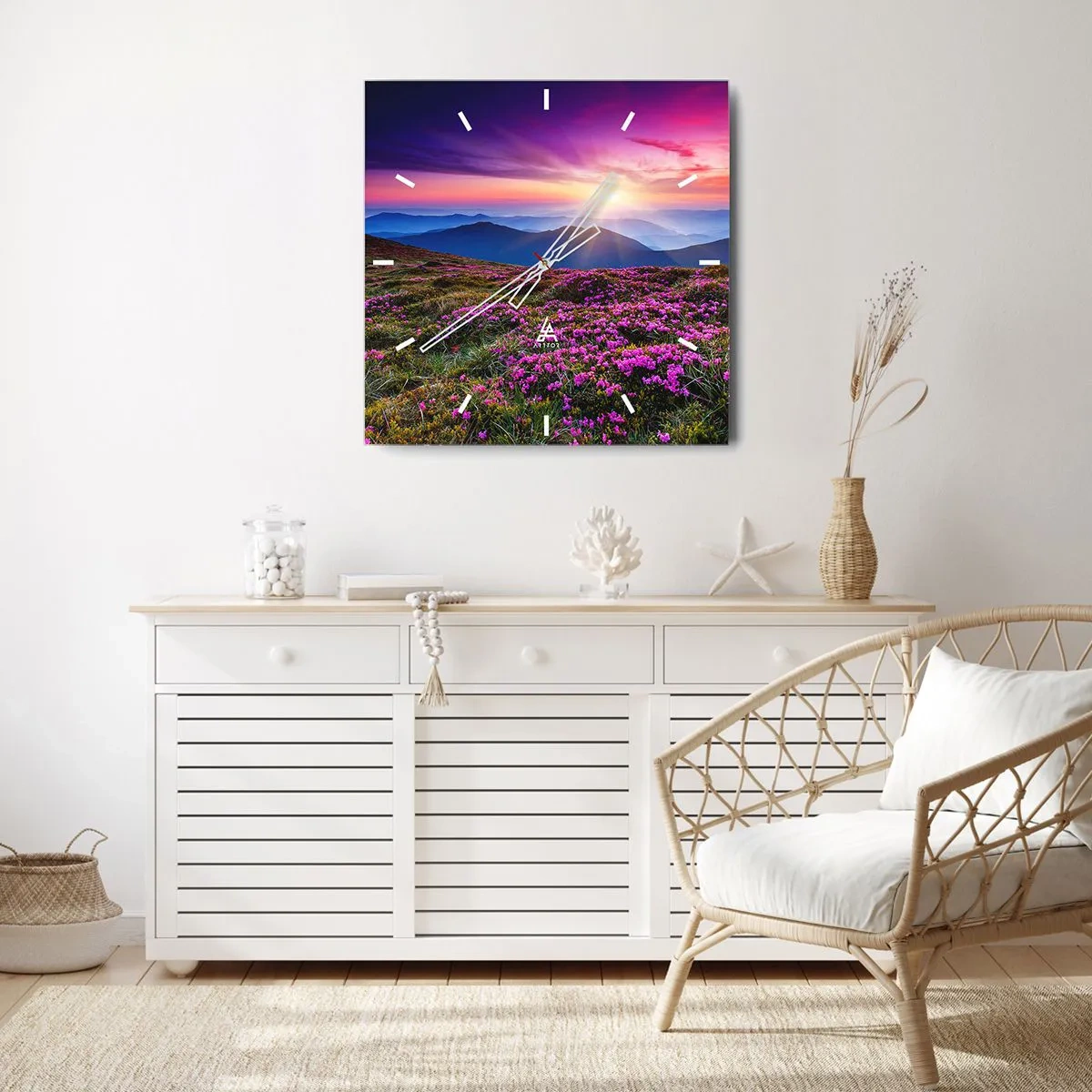 Ceas de perete - Ceas pe sticlă - Ierburile proaspete miroseau puternic - 40x40 cm